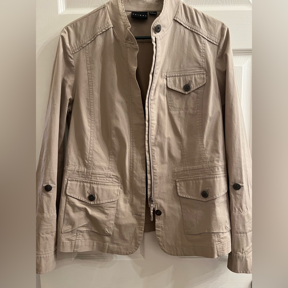 Tribal brand khaki Field Jacket with zip front!     Womens size 6!